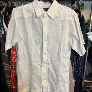 Men's Elegant White Linen Short Sleeve Shirt